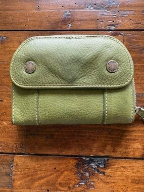 Fossil Green Leather Snap Wallet